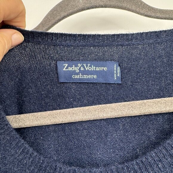 Zadig & Voltaire Sweater Jumper Pullover Cashmere Blue size XL - Picture 2 of 9